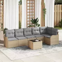 Sodo Sofų Rinkinys su pagalve 7 pcs Juoda Poli ratanas