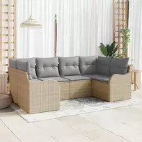 Sodo Sofų Rinkinys 6 pcs smėlio ir šviesiai pilkos spalvos