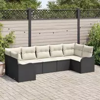 Sodo Sofų Rinkinys 7 pcs Juoda ir balta Poli ratanas