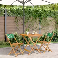 Bistro baldų komplektas, 3 dalių, audinys ir mediena, su lapais