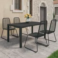 Sodo valgomojo komplektas, 5 dalių, juodas, PVC ratanas
