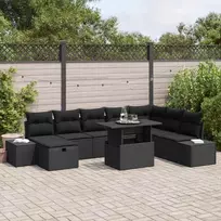 Sodo Sofų Rinkinys 11 pcs Juoda Poli ratanas