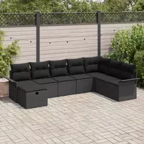 Sodo Sofų Rinkinys su pagalve 8 pcs Juoda Poli ratanas