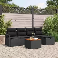 Sodo Sofų Rinkinys su pagalve 6 pcs Juoda Poli ratanas