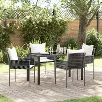 Sodo valgomojo komplektas 5 pcs Ruda ir juoda PE ratanas