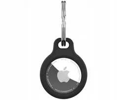 „Fixed“ raktų pakabukas, „FIXED Silky“ silikoninis dėklas „Apple AirTag“, juodas