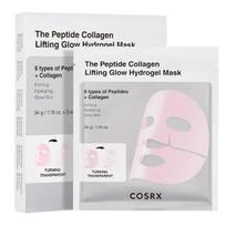 Veido kaukių rinkinys COSRX The Peptide Collagen Lifting Glow hidrogelinė kaukė stangrinanti, skaistinanti, 3 vnt