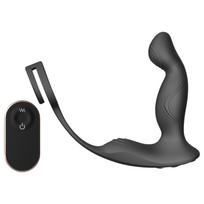 Sex HD Virgil - prostatos vibratorius su penio ir sėklidžių žiedu - juodas