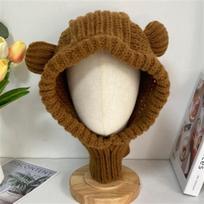 cNew pure hand knitted fashionable cat ear star hat tassel mushroom forest adult hat Adult 56-59cm gray