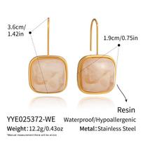 Xia Ling Dopamine Resin Geometric Fishhook Earrings - Versatile Stainless Steel Cute Earrings for Women