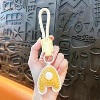 Creative leather English alphabet keychain dopamine bag pendant trinket accessories gift car key chain