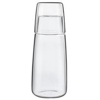 Bedside Night Water Carafe Set with Glass Cup,Mouthwash Bottle Clear Glass Pitcher for Bedroom Nightstand Bathroom Kitchen 1pc white
