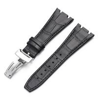 Viršutinio sluoksnio originalus karvės odos laikrodžio dirželis, skirtas AP Audemars 15400 15703 26320 Royal Oak Offshore serijos vyrams, 27 mm juodos rudos spalvos. 27mm