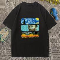2026 Summer Children's T-Shirt Van Gogh Starry Night Print Parent-Child 100