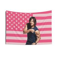 Norman Reedus American Flag Wall Printed Tapestry Dormitory Room Decoration Wallpaper Banner Tapestry Aesthetic Decoration 74x94cm(29x37in)