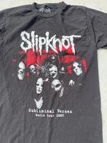 Women's Slipknot T-Shirt Black Spell-Out M Y2K Screamo Nu Metal 90s Iowa Mask M