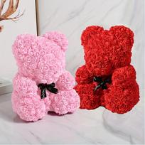1pc Rose Bear Artificial Foam Flowers Bear Made Of Roses For Valentines Day, Mothers Day, Anniversary, Birthday Gifts rožinė