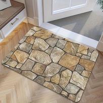 Natural Stone Texture Welcome Mat, Rustic Pebble Pattern Non-Slip Door Rug, Washable Boho Entry Carpet for Garden Patio RV 40x60cm