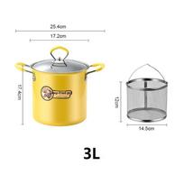 2/3L Deep Fryer Pot Stainless Steel Japanese Frying Pot With Oil Filter Rack Lid For Home Kitchen Cooking Appliances Cookware 3L