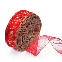 Stylish 6.3x200cm Red Printed Fabric Ribbon For Christmas Tree Decoration And Gifts