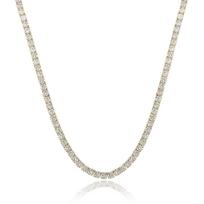 Trendy 18K Gold Plated Choker 4 Prongs 2mm 6mm Zircon Chain Brass Silver Tennis Necklace Necklace 16in (length 40cm)