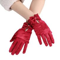 Protection Bridal Prom Dinner Gloves Satin Mittens Women Gloves Bow Gloves Wedding Bridal Gloves raudona