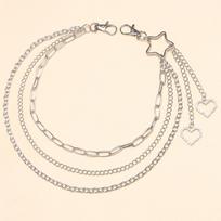 Hip Hop Star Pentagram Multilayer Metal Belt Chain For Street Dance Style