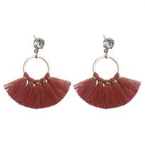LOVBEAFAS Small Cute Crystal Tassel Drop Dangle Earrings For Girls Delicate Brincos Cotton Fringe Bohemian Earings Women Jewelry ruda
