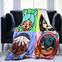 Toca Boca Game Characters In Grid Blanket Suitable for Sofas, Beds, Offices, And Camping - Perfect Gift for Halloween Christmas 75x90cm