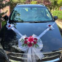 Be žiedadulkių Vestuvinio Automobilio Dekoracija Daugiaspalvė Automobilio Tiulio Juostelė Kaspinas „Just Married“ raudona