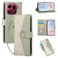 For Oppo Find X9 Pro 5G Wallet Case Triangular Splicing Zipper Leather Flip Cover with Wrist Strap