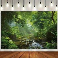 1pc, 2Dflat, lush green forest and creek banner, a versatile seasonal decoration suitable for both indoor and outdoor use, wsj 47.2x31.5inch/120*80cm