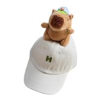 Breathable Capybara Design Baseball Hat for Children Outdoor Activity and Travel All Matching 3D Animal Baseball Hat smėlis