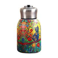 Vintage Floral Pattern Mug Water Bottle Stainless Steel Hot Coffee Vacuum & Cold Rustproof Insulated A5V1