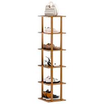 Storage Shoe Rack 5/6/7/8 Tiers Vertical Rack, Bamboo Narrow Small Organizer, Space Saving Corner Shelf Shelf, Tall Tower, Free Standing for 5