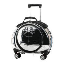 Easy To Clean Pet Trolley Case Clear Ventilation Holes Silent Wheels Telescopic Rod Carrier Convenient Portable Cats Dogs Backpack for Travel rožinė