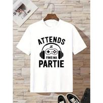 Boys Game Console Headphones Graphic Crewneck Short Sleeve T-Shirt 110 balta