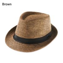 Unisex plataus krašto paplūdimio kepurė nuo saulės šiaudinė Panamos kepurė Džiazo suknelė kepurė Cowboy Fedora kepurė ruda