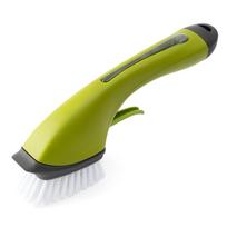 Soap Dispensing Dish Brush Automatic Liquid Filling Kitchen Long Handle Cleaning Brush 29.5x9.5x6.2cm žalia
