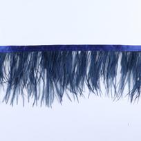 1 metras 8-10 cm natūralaus stručio plunksnų apvado juostelės rožė stručio suknelei drabužiams vestuvių dekoravimui siuvimo plunksnos amatai 8-10 CM Trim tamsiai mėlyna spalva