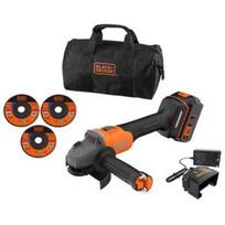 Black Decker Kampinis šlifuoklis BCG6L8F1S-QW, 18V, 4.0Ah, 3 diskai, 115mm, beanglinis, ergonomiška rankena, saugos jungiklis