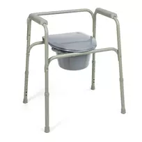 Kėdė tualetinė TIMAGO TGR-R KT-S 668 – aukščio reguliavimo plieninis klozetas, max apkrova 110 kg, sėdynės plotis 35 cm, pilka
