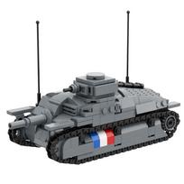 ww1ww2 French Army Tank AMX-13 CHAR B1 BIS Somua S35 AMX-30 Renault FT-17 ARL44 Lorraine 155 Armored Military Building Block Toy