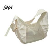 Breathable Mesh Pet Carrier Sling Bag with Mesh, Safety Tether, Washable Cat Bag, Crossbody for Cats And Small Dogs Lightweight Tote smėlis