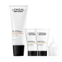 Loreal Paris Men's Niacinamide , , Brightening Acne Marks, LOreal Mens Whitening Cleansing Combination-Whitening Facial Cleanser 130ml50ml2Foaming Net balta