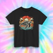 Sea Turtle Sunset T-Shirt Ocean Retro Tropical Beach Vibe Tee S-5XL S