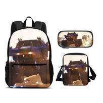 Monster Jam Backpack Pen Bag Shoulder Bag 3Pcs Set Large Capacity Cartoon Print Best Birthday Gift for Male and Female Students
