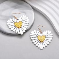 Fashion Sweet Love Heart Drop Dangle Earrings For Women Bohemian Vintage Texture Acrylic Geometric Wedding Jewelry Earrings Gift