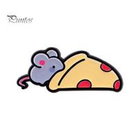 Mouse Cheese Brooch Pin, Cartoon Animal Pattern Lapel Zinc Alloy Enamel Colorful Outfit Badge with Cats Dogs Elephants Mice Shape Versatile Accessory C