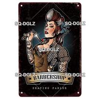 Vintage Metal Tin Sign Retro Barber Shop Wall Decor Aluminum Shaving Haircut Poster Plaque 20x30cm（7.8x11.8inch）